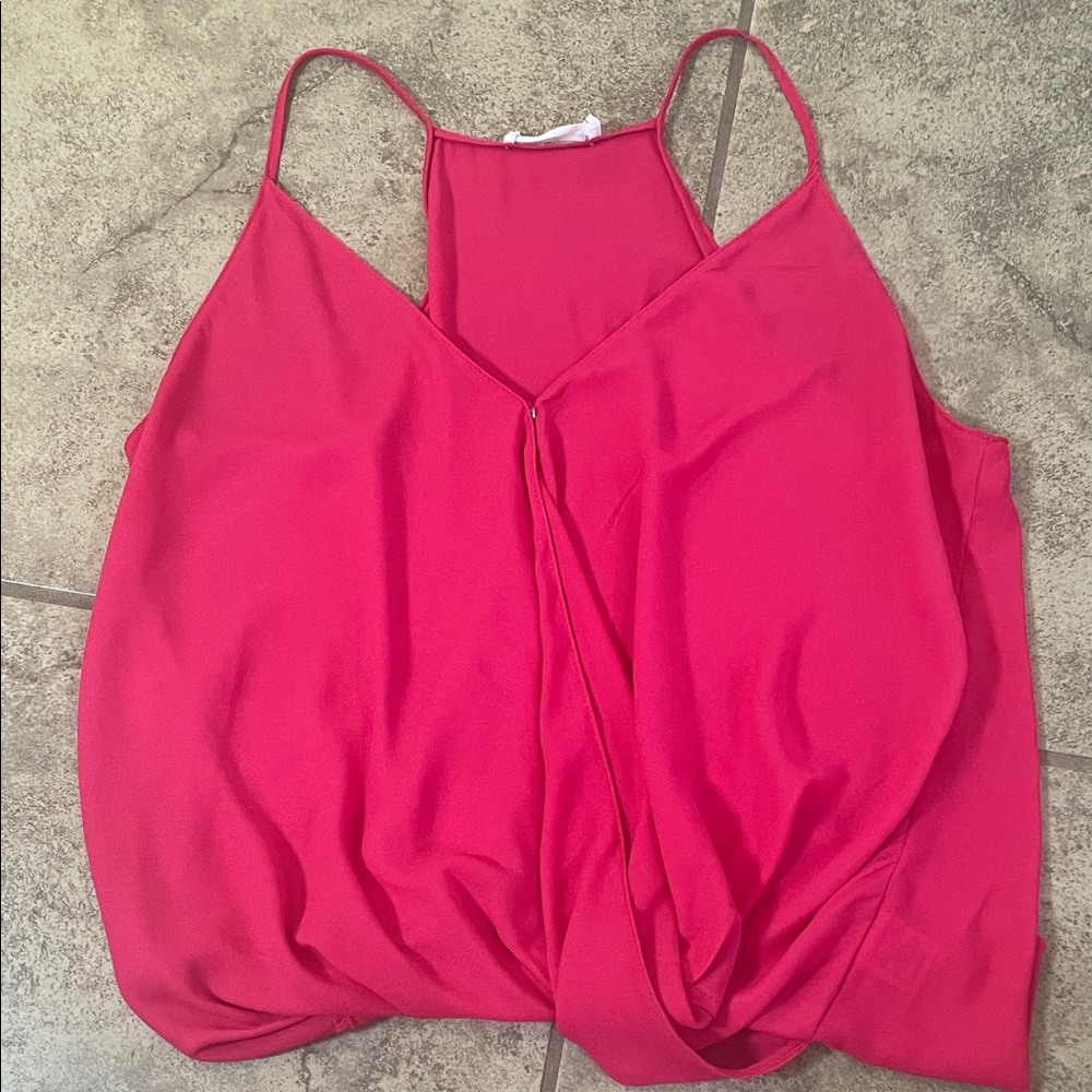 Lush Women’s Sleeveless V-Neck Wrap Tank Top - Hot Pink